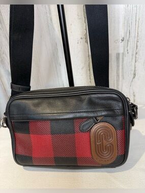 Coach *Sample Bag* Graham Crossbody  Red & Black Buffalo Plaid Leather